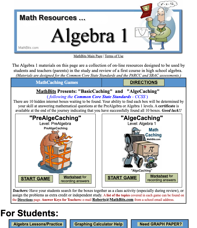MathBits: MathCaching and Algebra Antics-1