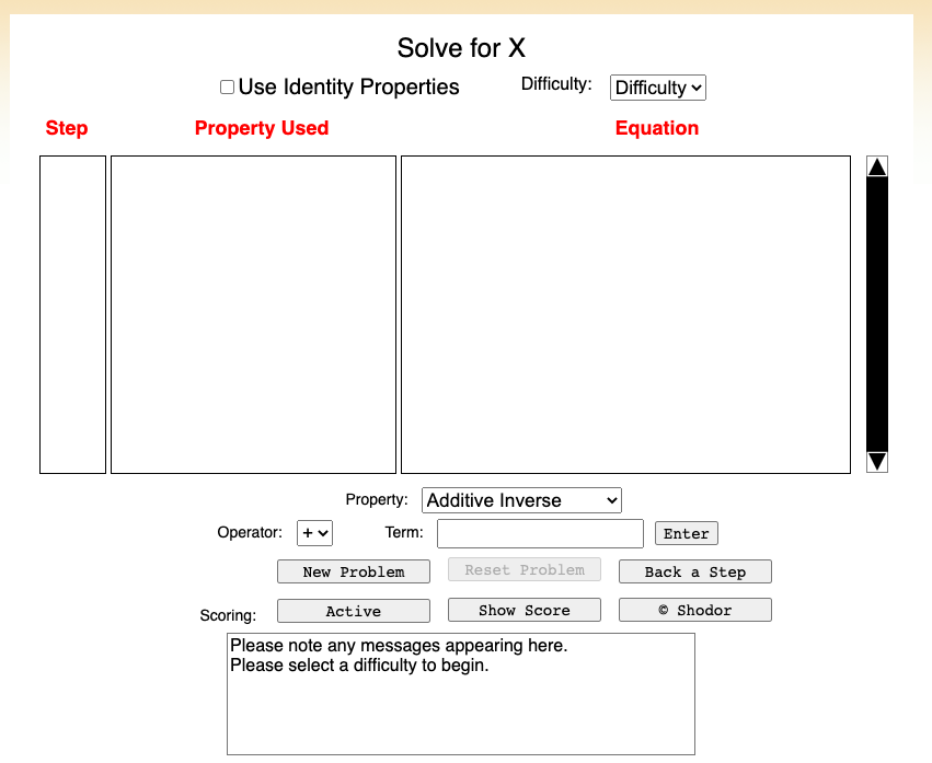 Shodor Interactivate Equation Solver