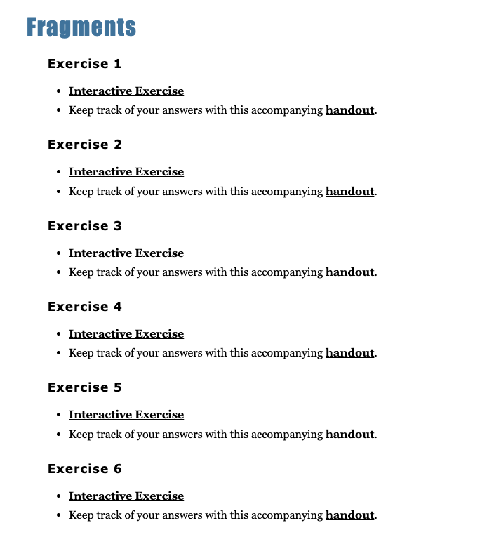 Grammar Bytes: Fragments