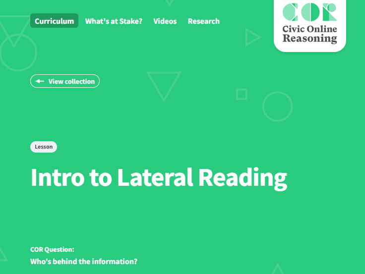 Civic Online Reasoning: Intro to Lateral Reading