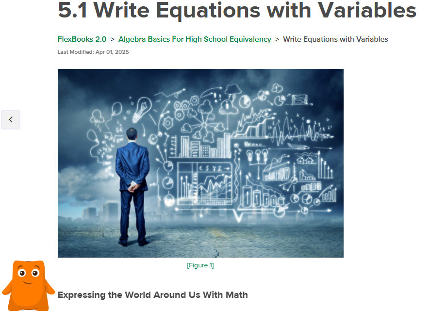 Screenshot of lesson: Write Equations with Variables
