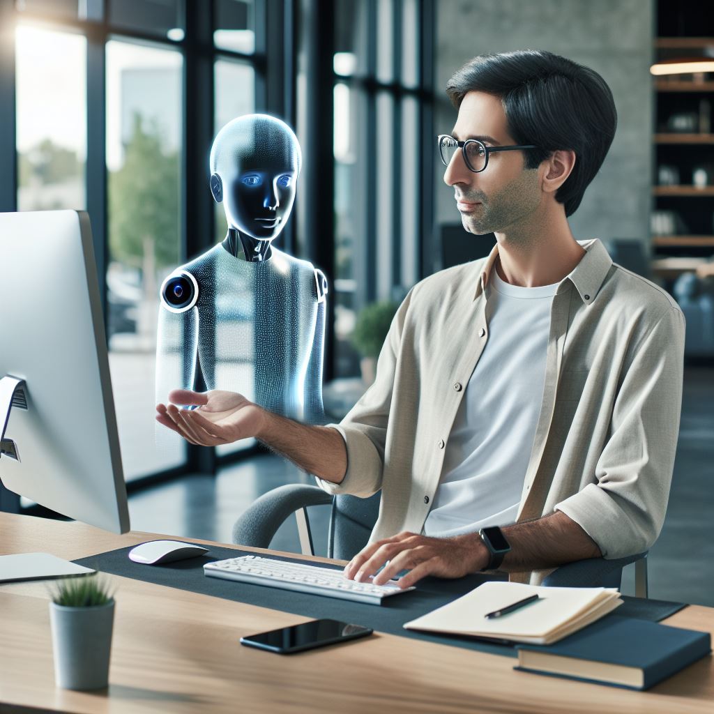 Man using an AI assistant