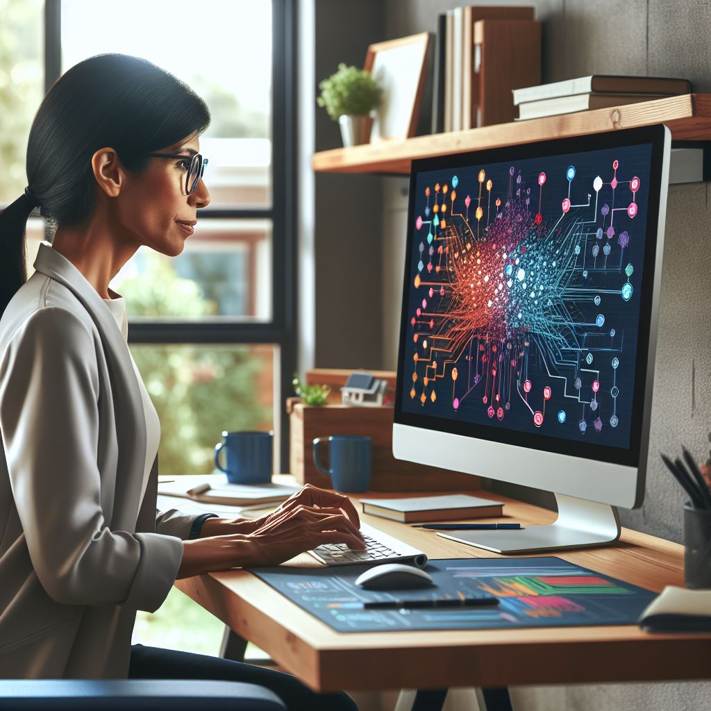 Woman creating a Mind Map Using a Computer App