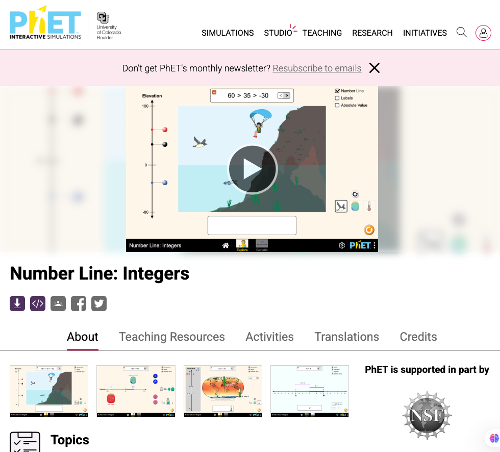 PhET Number Line