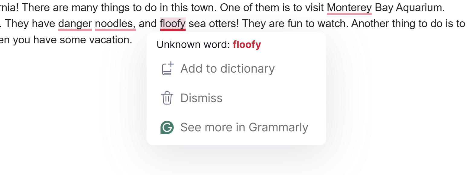 Screenshot of the word "floofy".