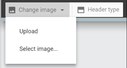 Screenshot of Change image options for the header type