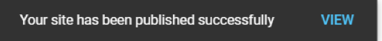 Screenshot of Your site has been published successfully with View option