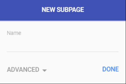 Screenshot of New Subpage window