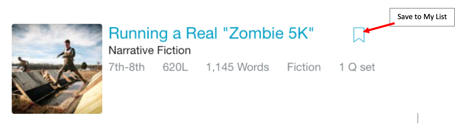 Save to My List. One entry is shown. There is a red arrow point to the icon and the words Save to My List.