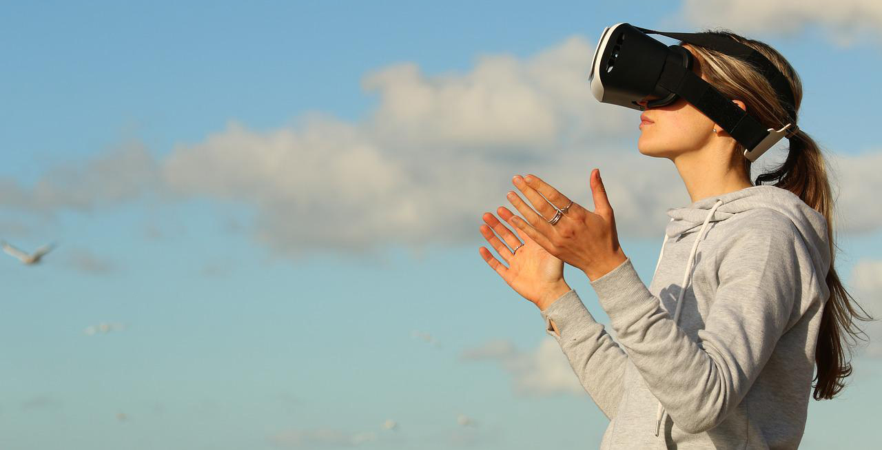 Woman wearing VR headset