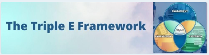 Title of online course: The Triple E Framework with the logo at the side. Logo includes a Venn diagram of Engagement, Enhancement, and Extension