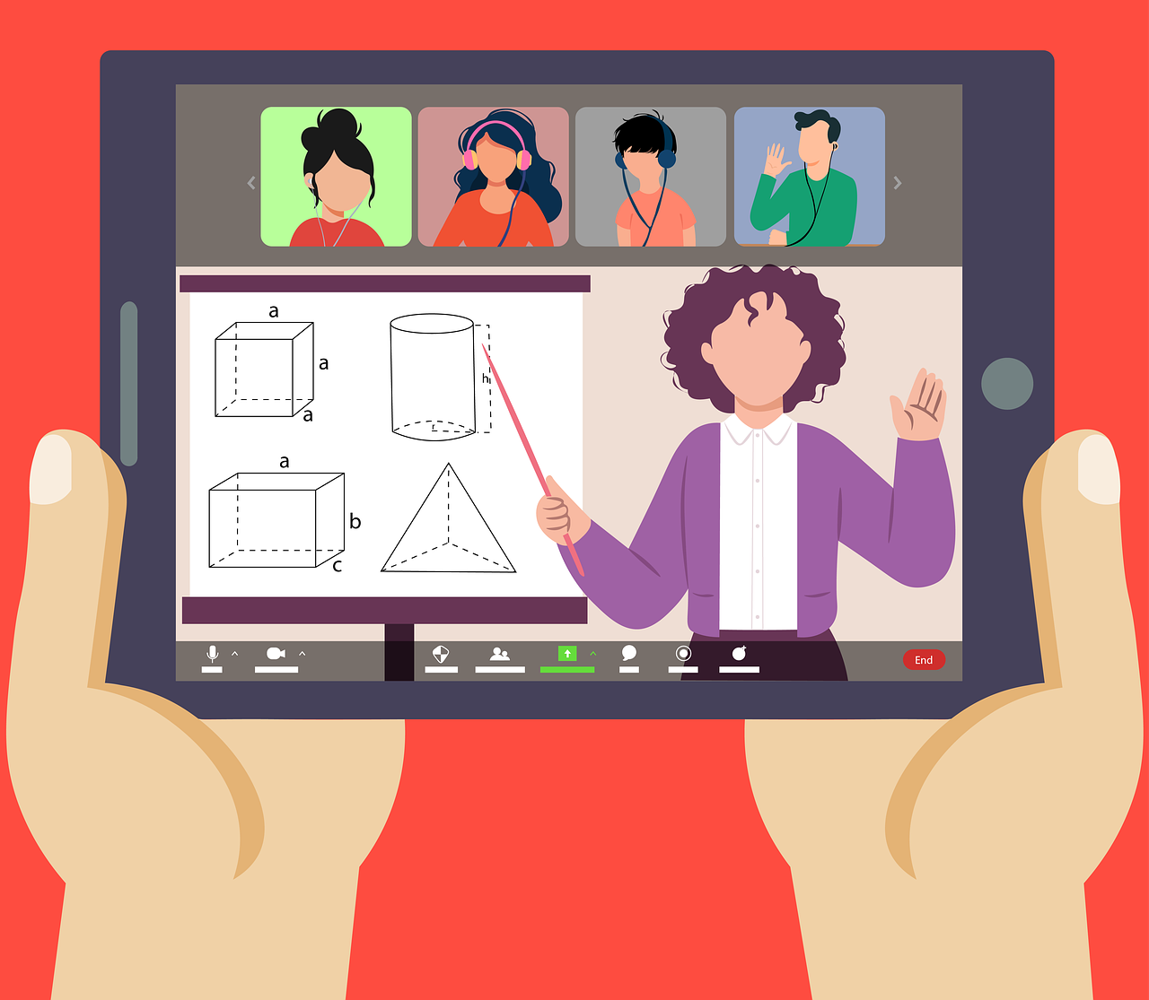 Clipart of tablet showing webinar.