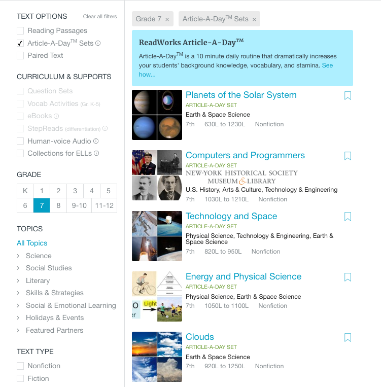Article-A-Day. Article a Day Sets are sets are selected.
